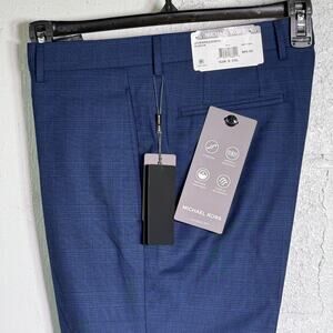 Michael Kors Men's Classic Fit Spring Performance Pants - Navy Plaid 32x30 $95